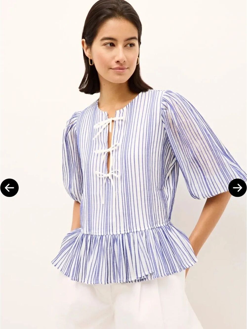 Marie Oliver Estella Tie-Front Top in Dazzling Stripe $295